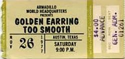 Golden Earring show ticket#1261 November 26 1977 Austin, Texas (USA) - Armadillo World Headquarters